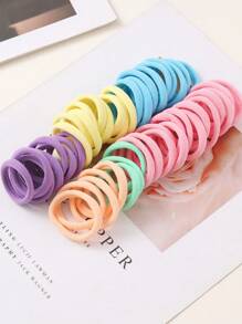50个简约少女高弹力发圈，适合日常、派对、聚会、学习等场合，可作发圈、橡皮筋、基础款发圈。 - 彩色 - 查看 1