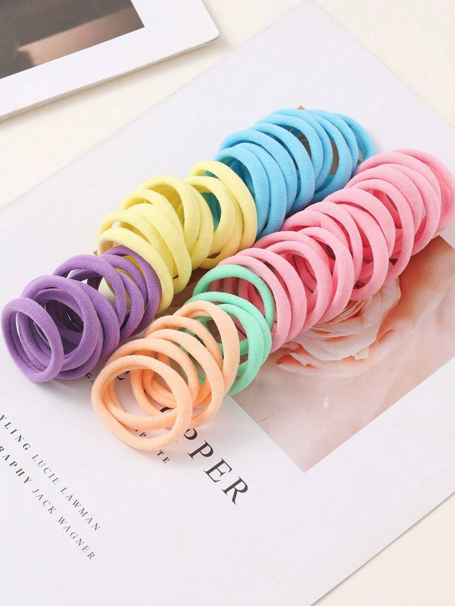 50个简约少女高弹力发圈，适合日常、派对、聚会、学习等场合，可作发圈、橡皮筋、基础款发圈。 - 彩色 - 查看 1