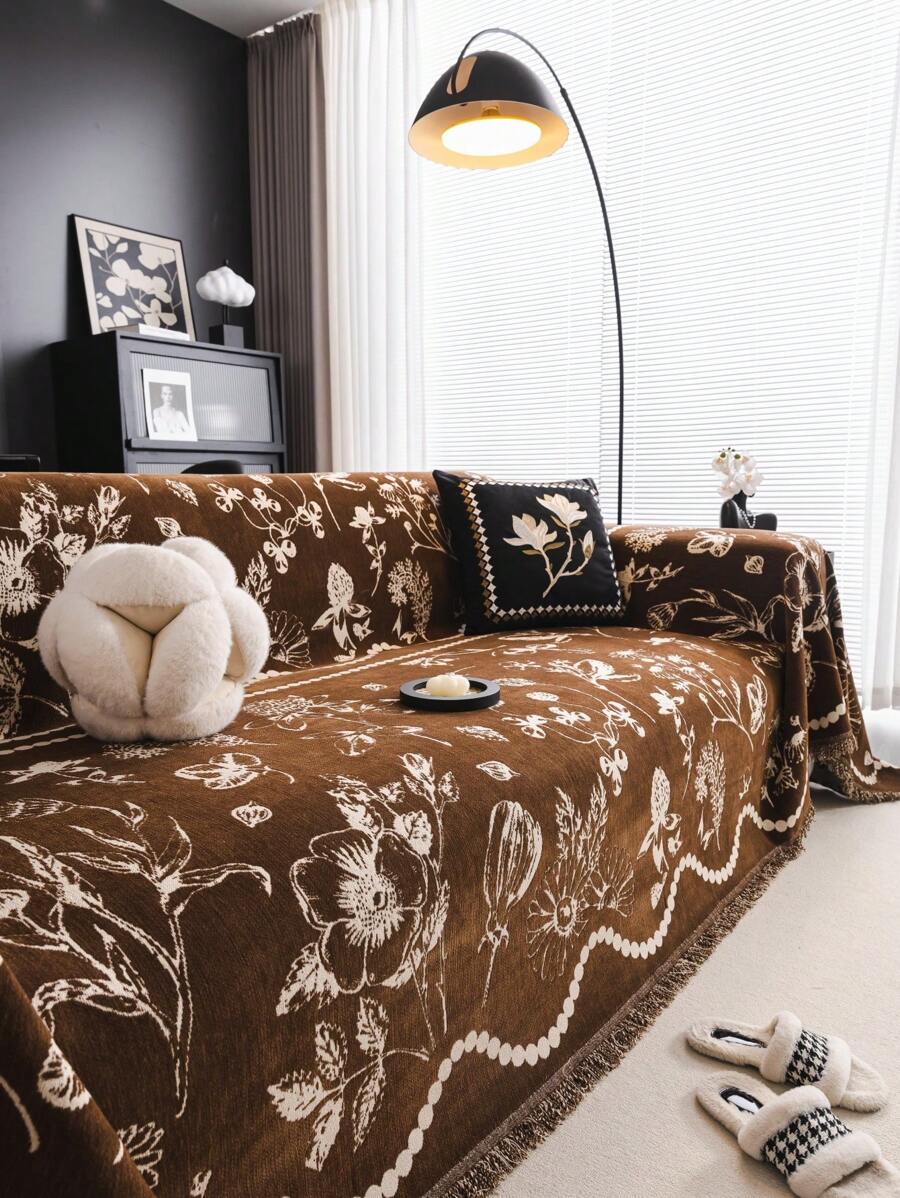 1 Copriforno in chenille moderno e elegante, copricuscino per divano stile leggero e minimalista, antiscivolo, antipolvere, antigraffio, protegge e decora il divano per soggiorno, camera da letto, ufficio, studio - Caffè Marrone - Visualizzare 1
