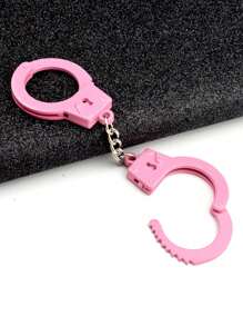 1pc Mini Handcuff Couples Keychain, Handcuff Keyring With Double Locks (Silver & Pink), Makeup/Costume/Cosplay/Stage Props, Couples' Game Props, Prisoners' Performance Props, Festival Shooting Props, Cute & Punk Gothic Design - Multicolor - View 5
