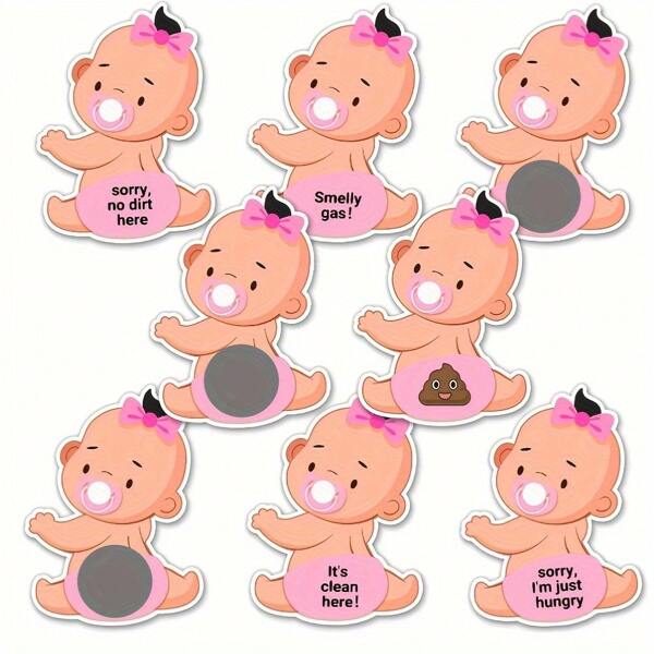 50pcs Baby Bath Scratch Game Set - 50 Scratch Cards - Fun & Easy To Play Ice Breaking Silly Activities, Suitable For Baby Shower Party Favors And Door Prizes