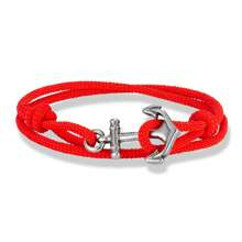 1 pieza Brazalete ajustable de estilo náutico hecho a mano con ancla para hombres, Accesorio de joyería multicapa con cuerda fina de 3mm