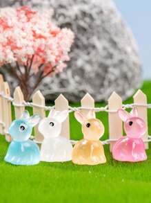 10pcs/Set Random Small Ear Rabbit Luminous Moss Micro Landscape Ornament Rabbit Creative Doll Jewelry Ornament