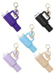Juego de 1/2/3/5/8 piezas de llavero con mini vaso, lindos encantos con vaso para mujer para bolso, mochila, botella de agua mini - Estilo callejero, multicolor, accesorios del llavero, encantos para bolsos, vasos, 5/3/2/1 llaveros, accesorios para bolsos, encantos para bolsos de mano, caja de almacenamiento de lápiz labial, accesorios para bolsos, llavero de mini vaso, llavero de mini vaso para llavero o bálsamo labial, llavero lindo de vaso