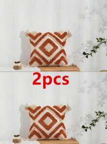 1/2 Pcs Set Cushion Cover, Scandinavian Nordic Style, Tassels Decorative Pillow Sham For Sofa, Bedroom, Home Decor, Without Inner 30*50cm 45*45cm