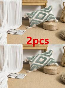1pc/2pcs Set Nordic Ins Style Morocco Tufted Throw Pillow Case, Luxury Embroidered Tassel Cushion Cover, Removable & Washable For Home, Car, Sofa, Bedroom, 30*50cm, 45*45cm (Without Insert)