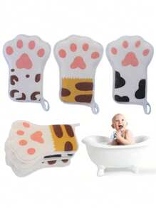 1 件装婴儿沐浴海绵，婴儿沐浴手套儿童沐浴球，新生儿洗头熊爪浴巾 - 彩色 - 查看 7