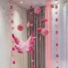 10 piezas Guirnalda de mariposas 3D - Tonos de rosas, decoraciones colgantes de mariposas, decoraciones de ducha de boda con mariposas, flores de papel colgantes para cortinas, adecuado para decoración de cumpleaños, decoración de fiestas de primavera, dormitorio, sala de estar, decoración de pared del hogar, suministros para festivales, adorno