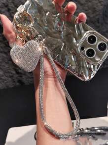 优质闪亮挂绳，时尚心形和蝴蝶结设计，适合女性，多功能手机腕带，适合送给母亲、家人、朋友、生日、节日的手机挂饰、手机链 - 彩色 - 查看 4