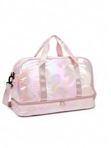 New Fashionable Unisex Sports & Travel Bag, Casual & Versatile, Suitable For Short Trips, Shoulder & Cross-Body & Handheld, Can Be Attached To Luggage, Large Capacity Maternity Bag, Expandable & Carry-On, Waterproof, Ideal For Shopping & Travel, Foldable & Lightweight, Available In Solid Colors And Bright Colors Traveling Bag Travel Kit Travel Stuff Travel Organizer Travel Essentials Travel Accessories - Pink - View 2