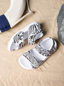 1 Pair Baby Boy Striped Fashionable, Comfortable, Casual, Lightweight And Sandals, Suitable For Summer