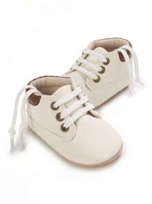 幼儿男童 PU 皮革拼接设计运动鞋，防滑平底休闲鞋，适合所有季节