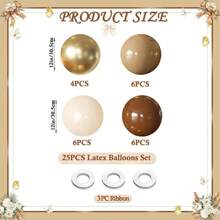 25pcs/132pcs 5/10/18inch Brown Ivory White Metallic Gold Latex Balloon Garland Arch Kit For Martini Party Birthday Wedding Babyshower Bridal Shower Party Supplies