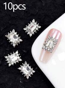 10 Pieces In A Pack And 30 Pieces In A Box For Nail Art Nail Accessories, Exquisite Inlaid With Diamonds, Colorful Gemstones, Mixed Materials, Nail Charm, Diy Nail Supplies Nails Nail Charms