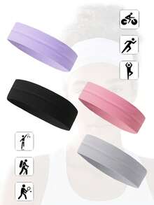 4 قطع / 3 قطع من أربطة الرأس البسيطة للاستخدام اليومي في اليوغا أو الجيم ، أربطة رأس للتمارين الرياضية والجري لامتصاص العرق ، قطع قماشية مرنة - متعدد الألوان - مشاهدة 10