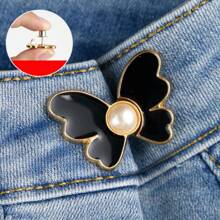 1pc Zinc Alloy Butterfly Shape Waist Adjuster Clasp, Detachable No-Drill No-Sew Waist Shrinker For Jeans, Trousers