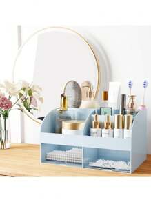 1 Pieza Organizador de maquillaje con cajones, almacenamiento de cosméticos para tocador, vanidad y encimera del baño, soporte de belleza para lápiz labial y brochas, organizador de productos de cuidado de la piel para tocador, vitrina para cosméticos