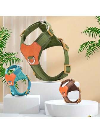 HP374 可调节无拉力狗背带，适用于中型和大型犬 - 透气涤纶，仅可手洗，带金属前夹控制的反光条 - 适用于狗 - 日常散步和跑步 - 送给狗主人的理想礼物