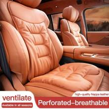 New Car Seat Cushion Luxury Leather Waist Back Support Pillow Breathable Non-Slip Driver Seat Pad Universal Lumbar Pillow