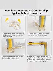 10 Pcs 2Pin L-Shaped COB LED Connectors 8mm Strip To Strip Solderless Corner Connector For 2pin COB LED Strip Lights - White - View 5