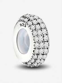 1 pieza Colgante de plata de ley 925 con forma exquisita de niña de dibujos animados, adecuado como colgante de bolas para pulseras, joyería DIY para mujer - Brillando lleno de diamantes - Ver 1