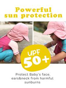 1 件装婴儿防紫外线速干斗篷太阳帽，UPF 50+ - 轻便透气沙滩帽，适合户外游泳、远足和夏季活动 - 粉色 - 查看 8