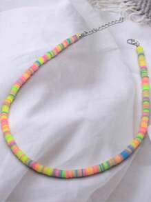 1 Pieza Collar sencillo con cuentas de colores bohemio de verano