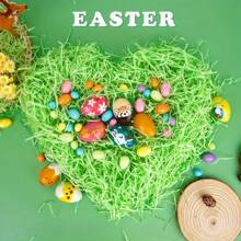 500克复活节浅绿色塑料草 - 碎拉菲草，用于寻蛋、篮子填充物和节日装饰，复活节装饰 | 俏皮设计 | 装饰填充物