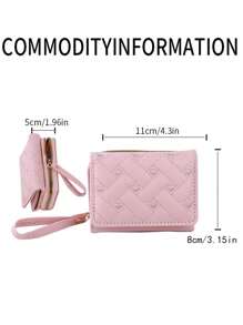 Women Simple Tri-Fold Wallet Zipper Coin Purse Wristlet Quilted Detail Wallet Quilted Pattern Compact Wallet Fashion Credit Card Holder Wallet Purse Wallet Mini Wallet Small Wallet - Multicolor - View 7