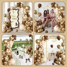 25pcs/132pcs 5/10/18inch Brown Ivory White Metallic Gold Latex Balloon Garland Arch Kit For Martini Party Birthday Wedding Babyshower Bridal Shower Party Supplies