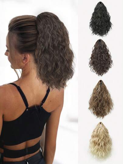 Ponytail Extension 16" Claw Long Multi Layered Hair FluffyThick Wavy Curly Clip In Hair Extensions Ponytail Natural Soft Synthetic Hairpiece For Women Daily