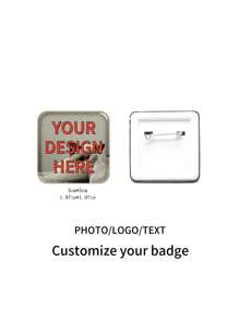 Customized Dreamlike Square Badge - Support Photo & Text Creation, Collect, Commemorate Days, Festivals, Weddings, Parties, Bride, Daily Use
