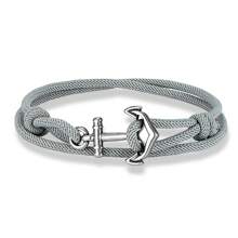 1 pieza Brazalete ajustable de estilo náutico hecho a mano con ancla para hombres, Accesorio de joyería multicapa con cuerda fina de 3mm