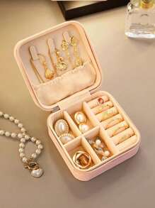 1pc Mini sieradendoos met meerdere compartimenten, draagbare reissieradendoos, afneembare sieradendisplaydoos, geschikt voor sieraden, kettingen, oorbellen, ringen, nagelkunst, haarclips, lippenstift, ideaal voor thuis en slaapkamer