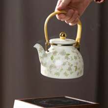 1 件花卉主题珐琅茶壶、咖啡壶、水壶、手冲水壶 - 珐琅钢结构、花卉和大手柄设计、容量大、多用途、耐热、适合所有季节和场合，适用于水、咖啡、油、醋、桌面装饰、生日派对、节日、户外野餐和露营 - 彩色 - 查看 10