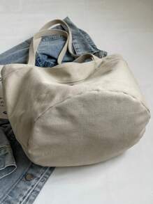 Dikke canvas tas voor dames, geschikt voor woon-werkverkeer, school, winkelen, aanpasbare tekst