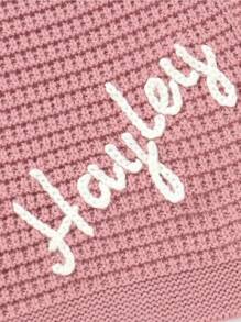 Customizable Handcrafted Embroidered Children Knitted Blanket, Baby Name Blanket For Nursery Decor, Stroller Blanket - Pink - View 4