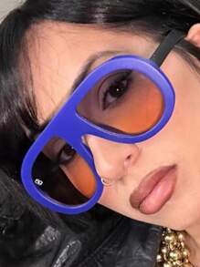 2025 New Fashion Oversized Pilot Fashion Glasses, European & American Hiphop Chunky Glasses For Women