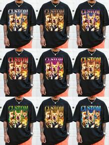 Personalized Men's T-Shirt, Custom Photo Print Tee, Pet Shirt, Retro 90s Pattern Shirt, Bootleg Dog Shirt, Custom Bootleg Rap Dog T-Shirt, 90s Bootleg Tee, Customized Bootleg T-Shirt, Gift For Husband/Boyfriend, Valentine's Day Gift Ornamental,Dawg Stylish,Fashion,Hipster,Contracted,Easy Costume,Modest Fashion,Minimal Chic,Casual Custom,Unique,Personalized Ideal Gifts For Him Family,Boyfriend,Friends, For Anniversaries,For Birthdays,For Holiday/Vacation,Easy Comfort,Pranks, Surprise Gifts - Black - View 2