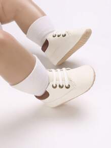 幼儿男童 PU 皮革拼接设计运动鞋，防滑平底休闲鞋，适合所有季节