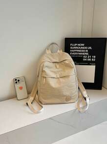 1 Balo du lịch FEISTURE vải nylon bền chắc giặt kép, trọng lượng nhẹ, sức chứa lớn, ba lô di động đơn giản cho sinh viên đại học - Màu be - Xem 11