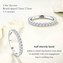 Birthstone Rings Eternity Band 925 Sterling Silver/Yellow Gold Created Gemstone Stackable Wedding Band Half Eternity Rings For Women Size 6 To 102025 - 04. 四月 / 5a 立方氧化鋯 - 查看 2
