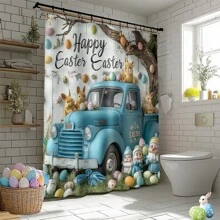 1/4 件春季复活节快乐彩绘鸡蛋、兔子、蝴蝶、五颜六色的花朵、草地。母亲节总统日浴帘套装防水时尚实用印花浴帘套装适用于家庭装饰每个浴室淋浴房浴缸婚礼、庆祝、旅行、便携、露营、商务旅行母亲节鲜花、给妈妈的个性化礼物、最后一分钟的礼物、母亲节创意、母亲节礼物、给妈妈的手工卡片、50 美元以下的最佳母亲节礼物