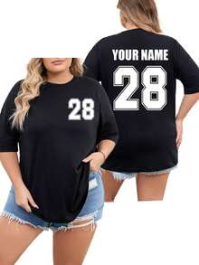 Camiseta personalizada para mujer de talla grande, personaliza tu logotipo digital, personaliza tu nombre/texto/número de la suerte, regalo de cumpleaños/Día de San Valentín/Día de la Madre/fiesta de aniversario/cumpleaños, regalo para la mejor amiga, regalo de aniversario, regalo de fiesta, uniforme de baloncesto, regalo de cumpleaños, regalo de vacaciones, regalo de aniversario, uniforme de equipo corporativo, uniforme de equipo de caridad, reunión familiar