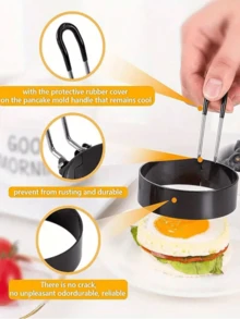 1/2pcs Stainless Steel Egg Rings, Non-Stick Fried Egg Mold Cooking Tools, Circular Egg Frying, Omelette, Burger Patty Mold