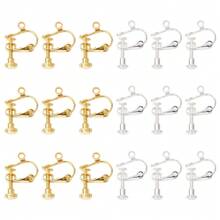 20Pcs 2 Colors Ear Clip Converter Clip On Earring Converter Components For No-Pierced Ears DIY With Screw Adjustment