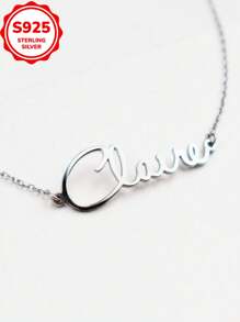 [Custom] 3g, 925 Sterling Silver, 1pc Personalized Text Engraved Minimalist Bracelet, Valentine's Day, Christmas Gift Customized Engraved Necklace, Customized Name Necklace, Holiday Customized Engraved Gift (Custom Note Can Only Be Provided In English, Other Languages Will Be Translated To English)