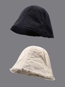 Chenyi Hat House Casual 2025 New Oversize Washing Frayed Brim Bucket Hat, Suitable For Big & Round Face, Casual Fishing Hat, Fashionable Spring Style - Multicolor - View 6