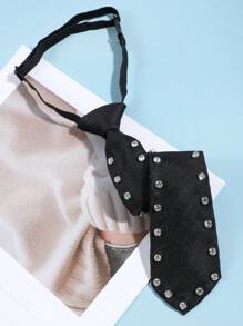 1 件女士时尚休闲心形图案简约风格原创 DIY 人造珍珠心形预系领带，适合搭配西装、衬衫，适合外出、办公室、宴会、派对 - 黑色 - 查看 13