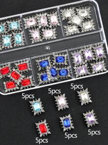 10 Pieces In A Pack And 30 Pieces In A Box For Nail Art Nail Accessories, Exquisite Inlaid With Diamonds, Colorful Gemstones, Mixed Materials, Nail Charm, Diy Nail Supplies Nails Nail Charms